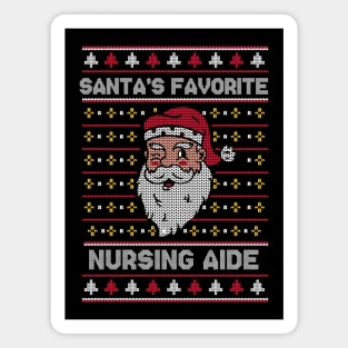 Santa's Favorite Nursing Aide // Funny Ugly Christmas Sweater // Nurse's Aide Holiday Xmas Magnet